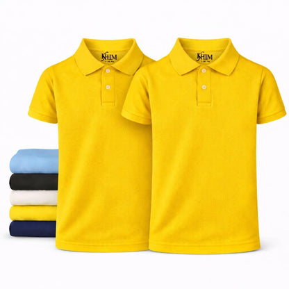 KHIM Unisex Polo Short Sleeve Polycotton Boys Girls School Uniform Plain Half Sleeve Shirts Sports Wear Indoor Outdoor