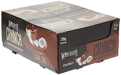 Warrior Crunch - High Protein Bars - 20g Protein Each Bar - Low Carb, Low Sugar Snack - 12 Pack x 64g (Variety Pack)