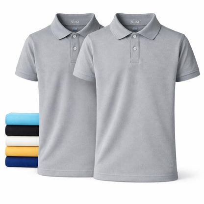 KHIM Unisex Polo Short Sleeve Polycotton Boys Girls School Uniform Plain Half Sleeve Shirts Sports Wear Indoor Outdoor