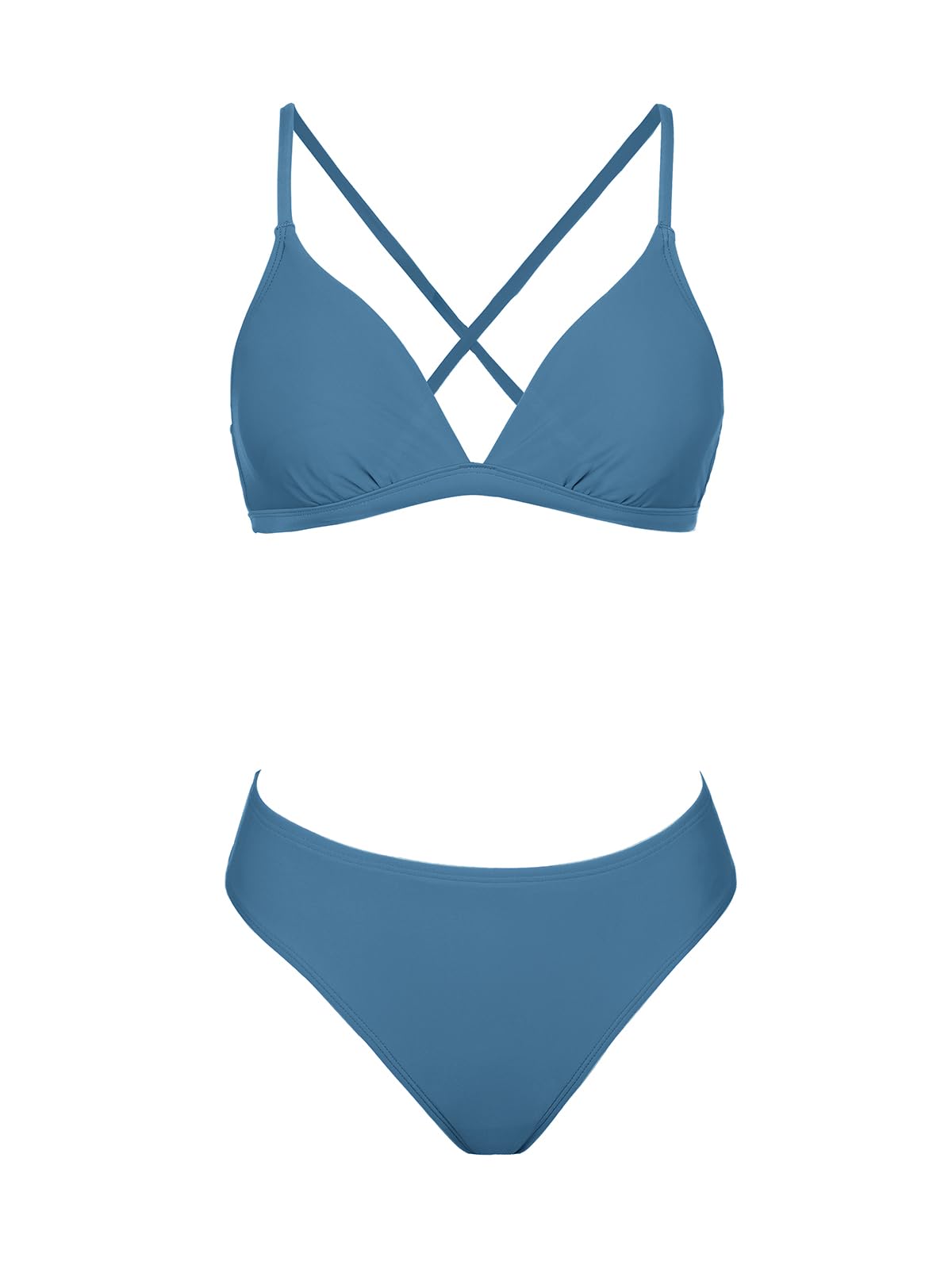 CUPSHE Women's Bikini Set Triangle Contrast Trim Bikini Swimsuit High Leg Two Piece Swimwear Bathing Suits