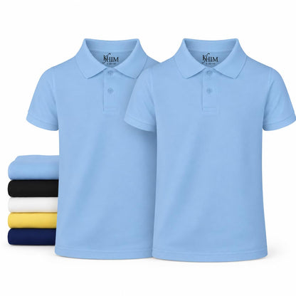 KHIM Unisex Polo Short Sleeve Polycotton Boys Girls School Uniform Plain Half Sleeve Shirts Sports Wear Indoor Outdoor