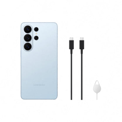 Light blue smartphone back with triple rear cameras and no branding details