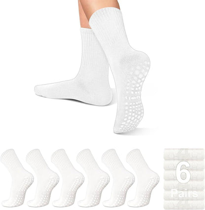 ZANZER Pilates Yoga Socks with Grips for Women,Non-Slip Yoga Crew Socks for Sport,Hospital,Ballet,Barre,Dance,Barefoot,Workout Anti-Skid Athletic Socks