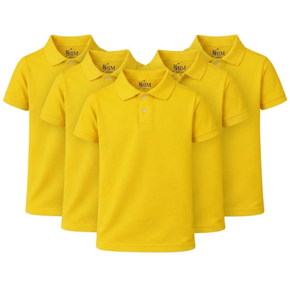 KHIM Unisex Polo Short Sleeve Polycotton Boys Girls School Uniform Plain Half Sleeve Shirts Sports Wear Indoor Outdoor