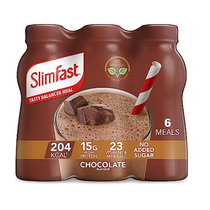 SlimFast Ready To Drink Shake, Cafe Latte Flavour, 325 ml (Pack of 6)