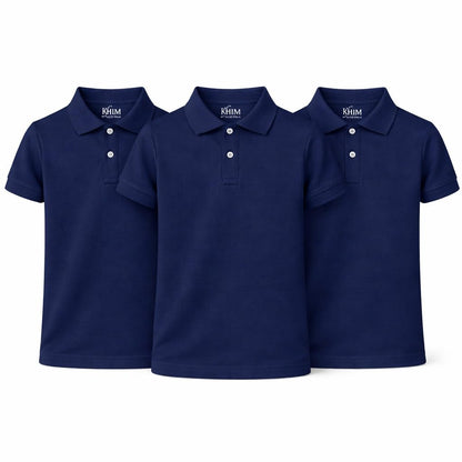 KHIM Unisex Polo Short Sleeve Polycotton Boys Girls School Uniform Plain Half Sleeve Shirts Sports Wear Indoor Outdoor