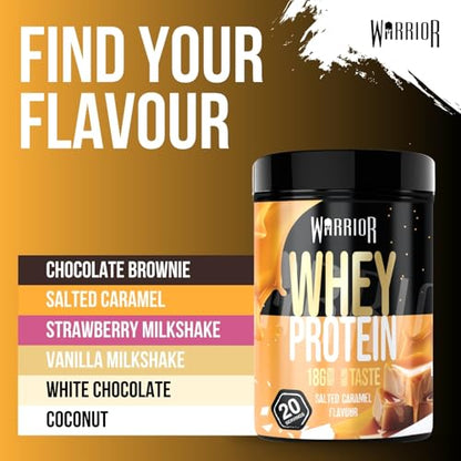 Warrior Whey Protein Powder 500g - Up to 36g* Protein per Shake – Low Sugar - Muscle Growth and Recovery Drink - Amazing Taste - 20 Servings - GMP Certified (Double Chocolate)