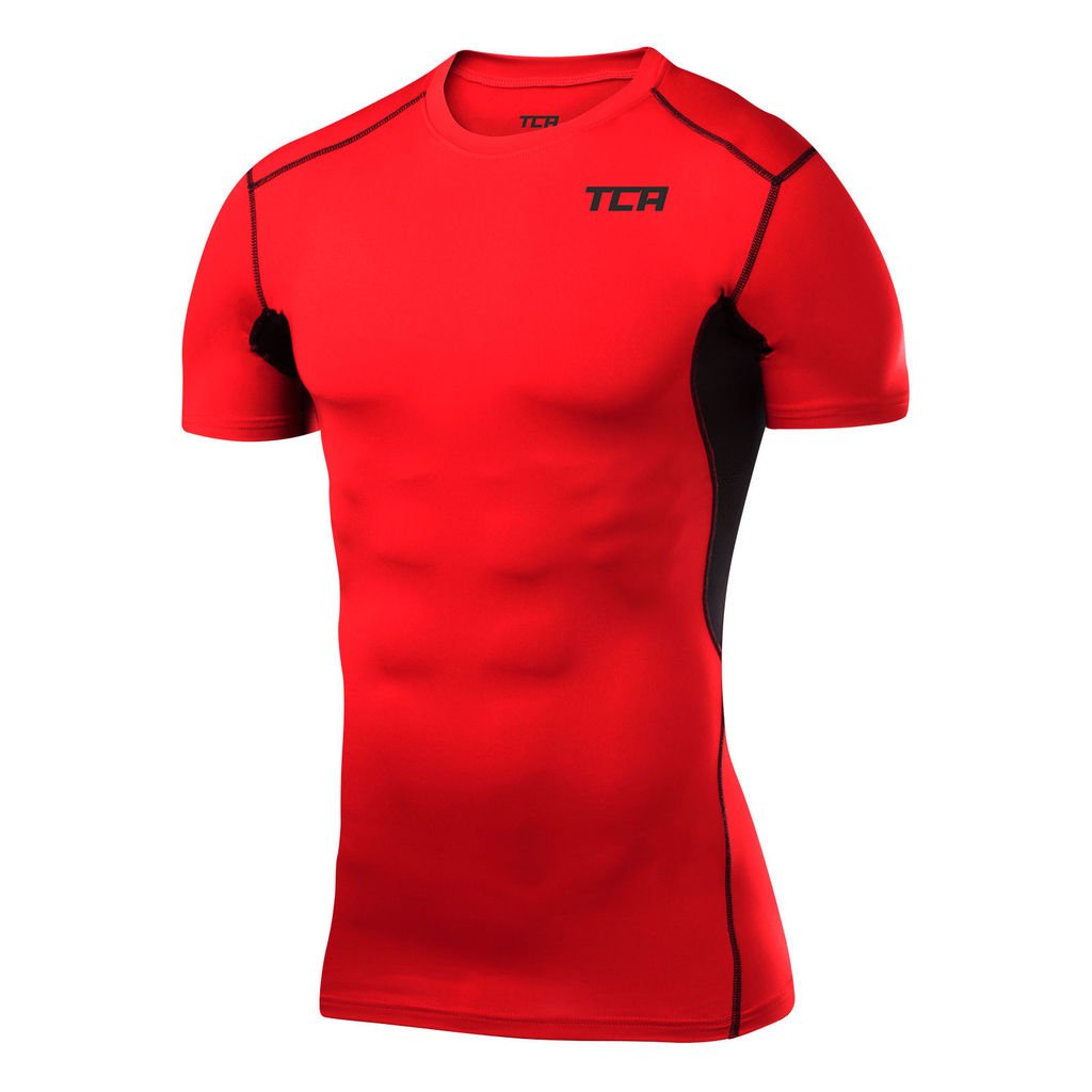 TCA Men's and Boys' HyperFusion Compression Base Layer Top Short Sleeve Under Shirt