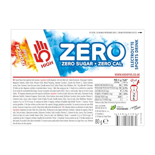 HIGH5 ZERO Electrolyte Tablets | Hydration Tablets Enhanced with Vitamin C | 0 Calories & Sugar Free | Boost Hydration, Performance & Wellness | Blackcurrant, 20 Tablets (20x, Pack of 1)