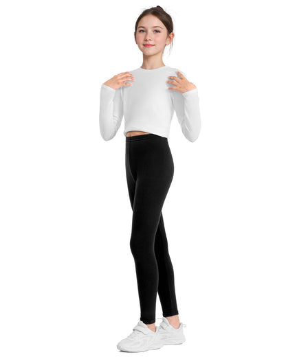 Girls full-length black leggings with high-rise fit and soft stretch knit