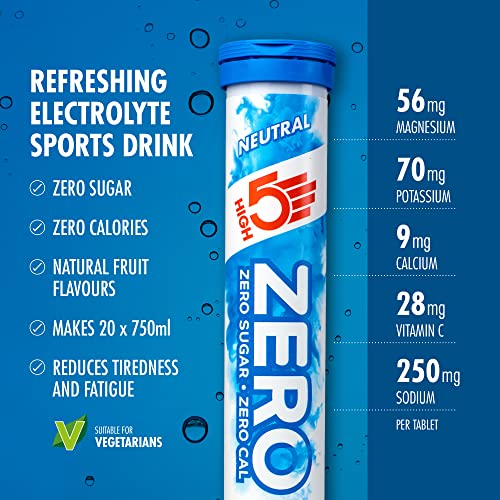 HIGH5 ZERO Electrolyte Tablets | Hydration Tablets Enhanced with Vitamin C | 0 Calories & Sugar Free | Boost Hydration, Performance & Wellness | Blackcurrant, 20 Tablets (20x, Pack of 1)