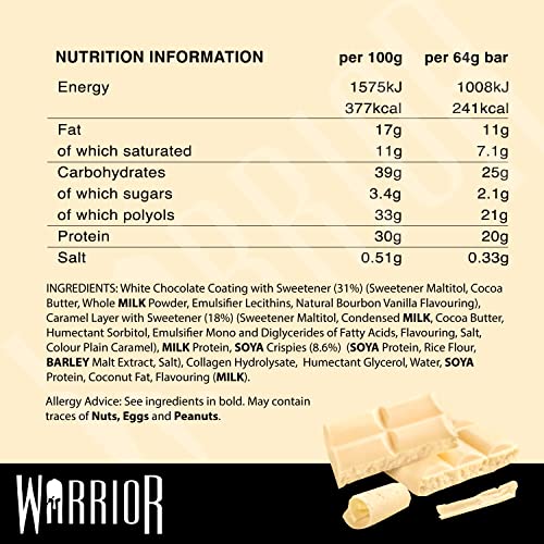 Warrior Crunch - High Protein Bars - 20g Protein Each Bar - Low Carb, Low Sugar Snack - 12 Pack x 64g (Variety Pack)