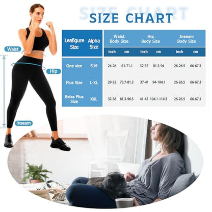Leafigure 3 Pack Leggings for Women High Waisted Non See-Through Black Soft Workout Gym Yoga Pants