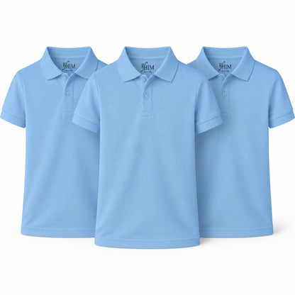 KHIM Unisex Polo Short Sleeve Polycotton Boys Girls School Uniform Plain Half Sleeve Shirts Sports Wear Indoor Outdoor