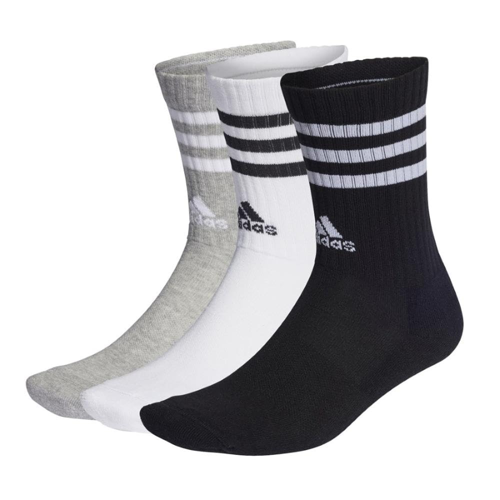 adidas Unisex 3-stripes Cushioned Crew Socks 3 Pairs Crew Socks (pack of 3)