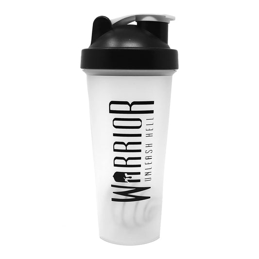 Warrior Protein Shaker Bottle, Includes Wire Mixball Blender – 600ml – Perfect for Mixing Powdered Shakes, Clear, BPA Free, Dishwasher Safe