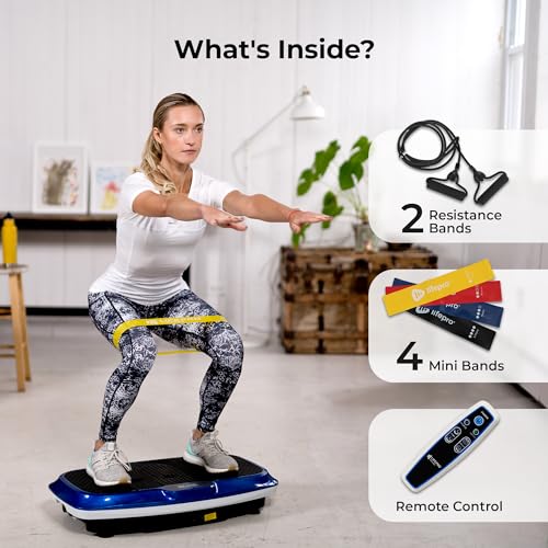 LifePro Vibration Plate Exercise Machine - Whole Body Workout Vibration Fitness Platform w/Loop Bands - Home Training Equipment for Weight Loss & Toning