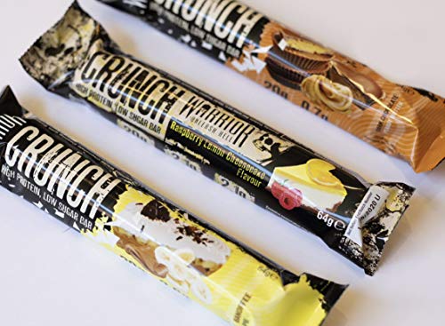 Warrior Crunch - High Protein Bars - 20g Protein Each Bar - Low Carb, Low Sugar Snack - 12 Pack x 64g (Variety Pack)