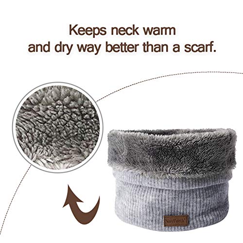 NovForth Winter Neck Warmer Fleece Lined Infinity Scarf Thicken Windproof and Dust Skiing Circle for mens women Double-Layer Fleece Lining Knit