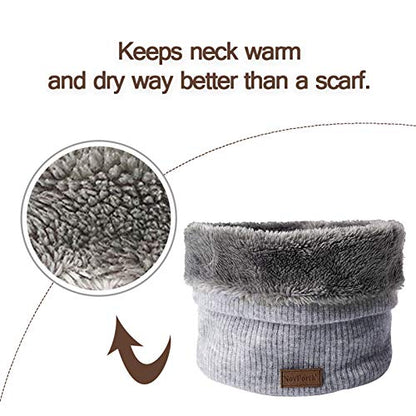 NovForth Winter Neck Warmer Fleece Lined Infinity Scarf Thicken Windproof and Dust Skiing Circle for mens women Double-Layer Fleece Lining Knit