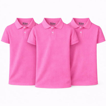 KHIM Unisex Polo Short Sleeve Polycotton Boys Girls School Uniform Plain Half Sleeve Shirts Sports Wear Indoor Outdoor