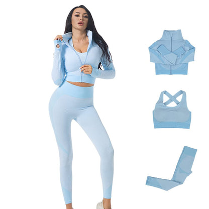 Veriliss Women's 3pcs Gym Tracksuit Sweatsuit Women's Activewear Sets 2024 Sport Yoga Fitness Clothing Ladies Workout Outfit Sportsuits for Running Jogging