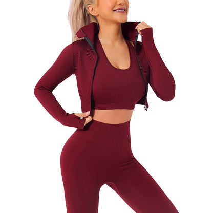 Veriliss Women's 3pcs Gym Tracksuit Sweatsuit Women's Activewear Sets 2024 Sport Yoga Fitness Clothing Ladies Workout Outfit Sportsuits for Running Jogging