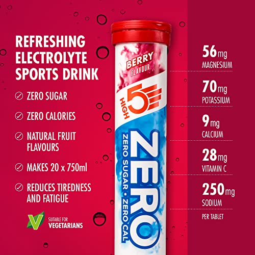 HIGH5 ZERO Electrolyte Tablets | Hydration Tablets Enhanced with Vitamin C | 0 Calories & Sugar Free | Boost Hydration, Performance & Wellness | Blackcurrant, 20 Tablets (20x, Pack of 1)