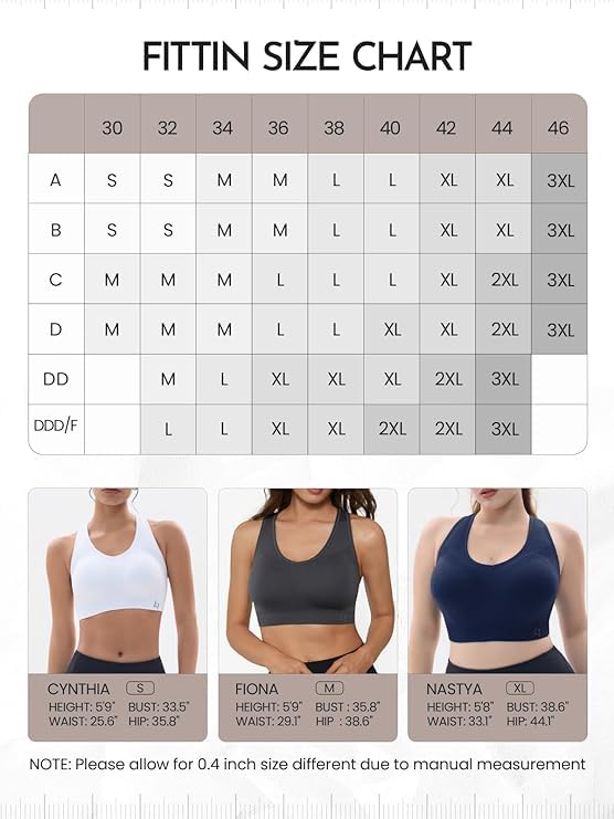 FITTIN Racerback Sports Bra for Women- Padded Seamless Activewear Bras for Yoga Gym Workout Fitness