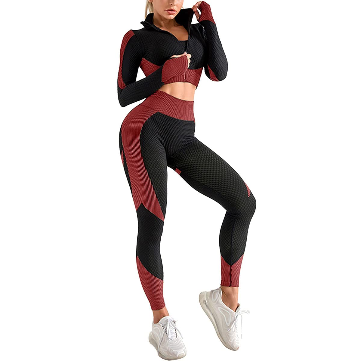 Veriliss Women's 3pcs Gym Tracksuit Sweatsuit Women's Activewear Sets 2024 Sport Yoga Fitness Clothing Ladies Workout Outfit Sportsuits for Running Jogging