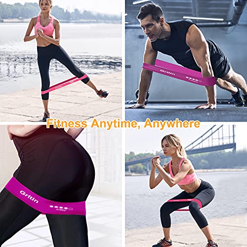 Gritin Resistance Bands, [Set of 5] Skin-Friendly Resistance Fitness Exercise Loop Bands with 5 Different Resistance Levels - Carrying Case Included - Ideal for Home, Gym, Yoga, Training