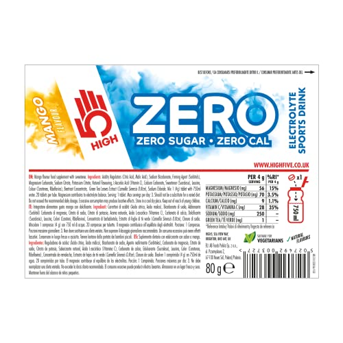 HIGH5 ZERO Electrolyte Tablets | Hydration Tablets Enhanced with Vitamin C | 0 Calories & Sugar Free | Boost Hydration, Performance & Wellness | Blackcurrant, 20 Tablets (20x, Pack of 1)