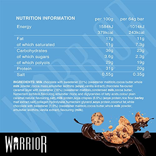 Warrior Crunch - High Protein Bars - 20g Protein Each Bar - Low Carb, Low Sugar Snack - 12 Pack x 64g (Variety Pack)