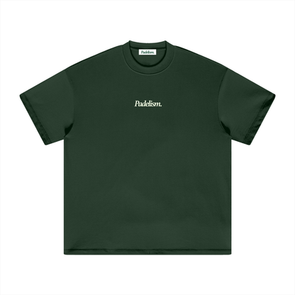Heavyweight T-shirt, dark green, crew neck; “Padelism.” logo on the front