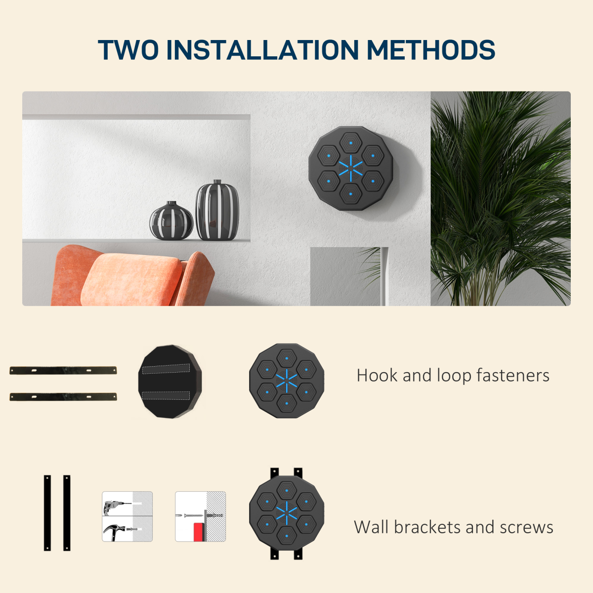 Smart music boxing machine installation accessories with wall brackets, screws, and straps