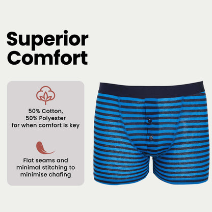 Sock Stack 6 Pack Mens Blue Navy Stripe Cotton Stretch Boxer Shorts Breathable Soft Durable Underwear For Everyday Comfort