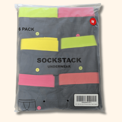 6 Pack Black Cotton Blend Boxer Shorts Mens Breathable Stretch Colorful Waistband Button Fly MB08 Durable Lightweight Activewear