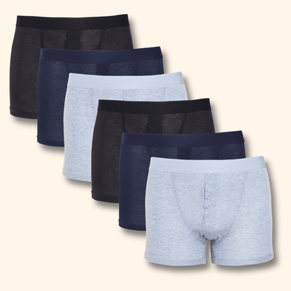 Sock Stack 6 Pack Cotton Stretch Boxer Shorts For Men MB09 Breathable Soft Durable Underwear In Black Navy Grey Classic Everyday Comfort