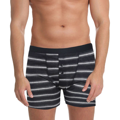 Boxer Shorts 6 Pack Striped Cotton Blend Stretch Men's Underwear Black Grey Breathable Soft Durable All Day Comfort