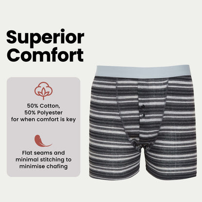 Boxer Shorts 6 Pack Striped Cotton Blend Stretch Men's Underwear Black Grey Breathable Soft Durable All Day Comfort