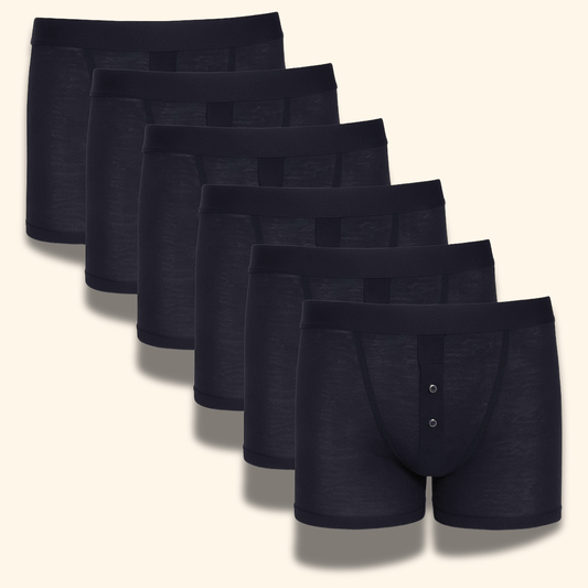 Sock Stack Men's 6 Pair Pack Black Ribbed Boxer Shorts Cotton Stretch Fabric For Everyday Comfort Durable Ribbed Texture Soft Elastic Waistband MB09