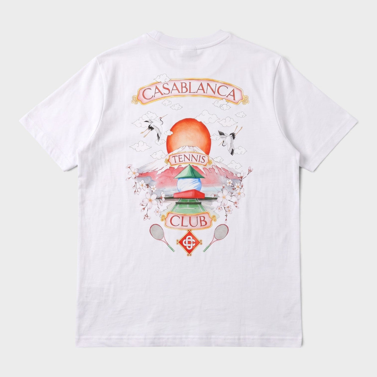 White T-shirt with tennis club logo graphic print at center front