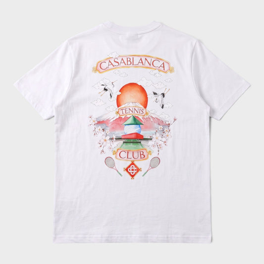 White T-shirt with tennis club logo graphic print at center front