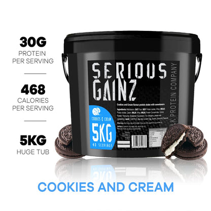 The Bulk Protein Company, SERIOUS GAINZ - Whey Protein Powder - Weight Gain, Mass Gainer - 30g Protein Powders (Strawberry, 5kg)