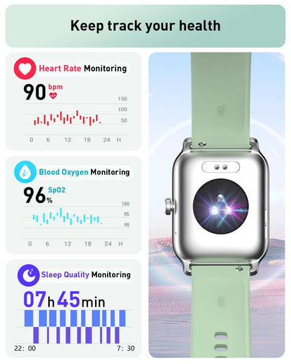 Smart Watches for Women Answer/Make Calls, Alexa Built-in, 1.8" Fitness Watch with 24/7 One-Click Measure SpO2 Heart Rate Stress, Sleep Monitor, 100 Sports, IP68 Step Counter Watch for iPhone Android