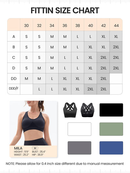 FITTIN Sports Bras for Women Padded: Adjustable Cross Back Seamless Bras Pack for Workout Yoga