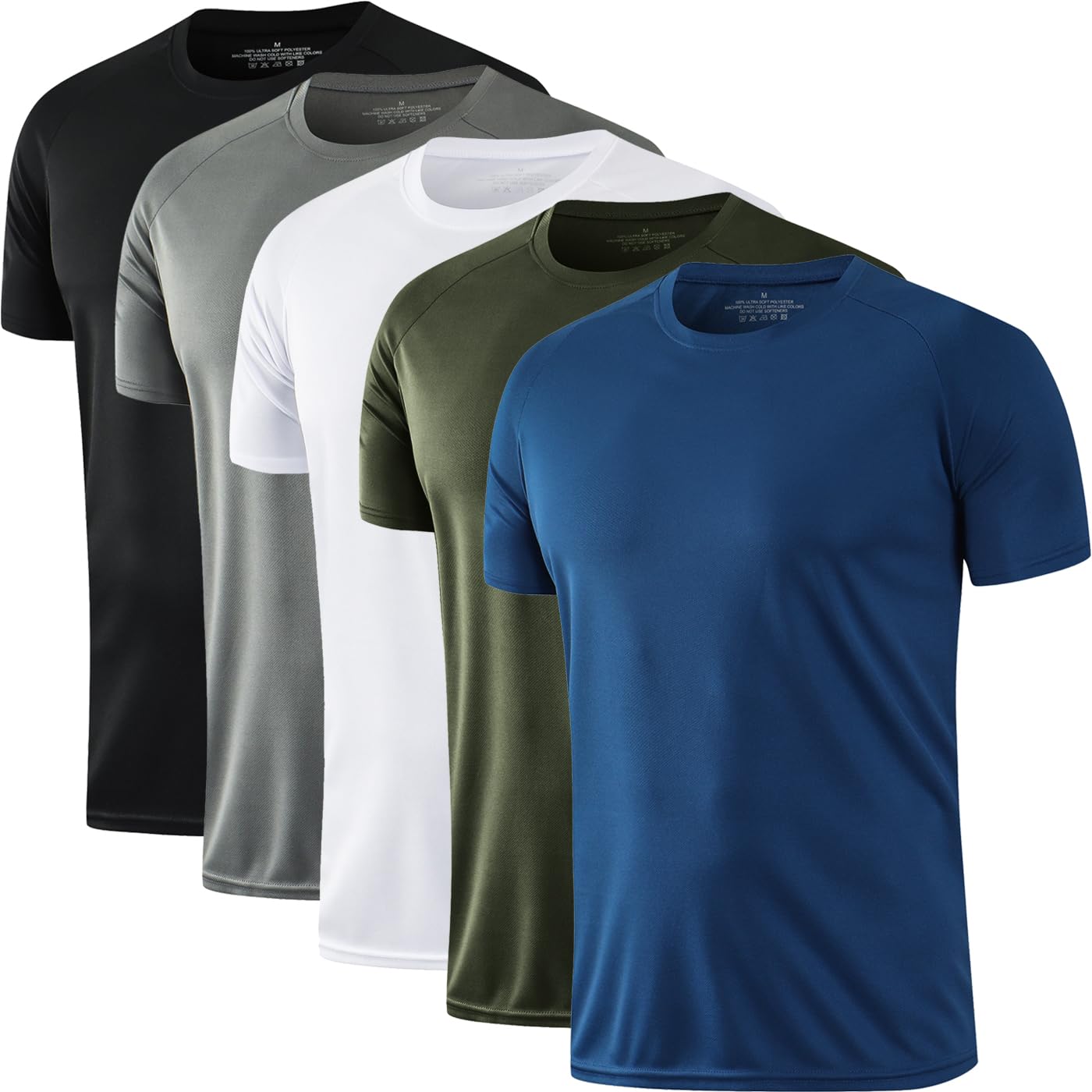 HOPLYNN 3/5 Pack Running Shirts Men Sport Tops Dry Fit Gym Wicking Athletic T Shirts Breathable Cool Workout Shirts