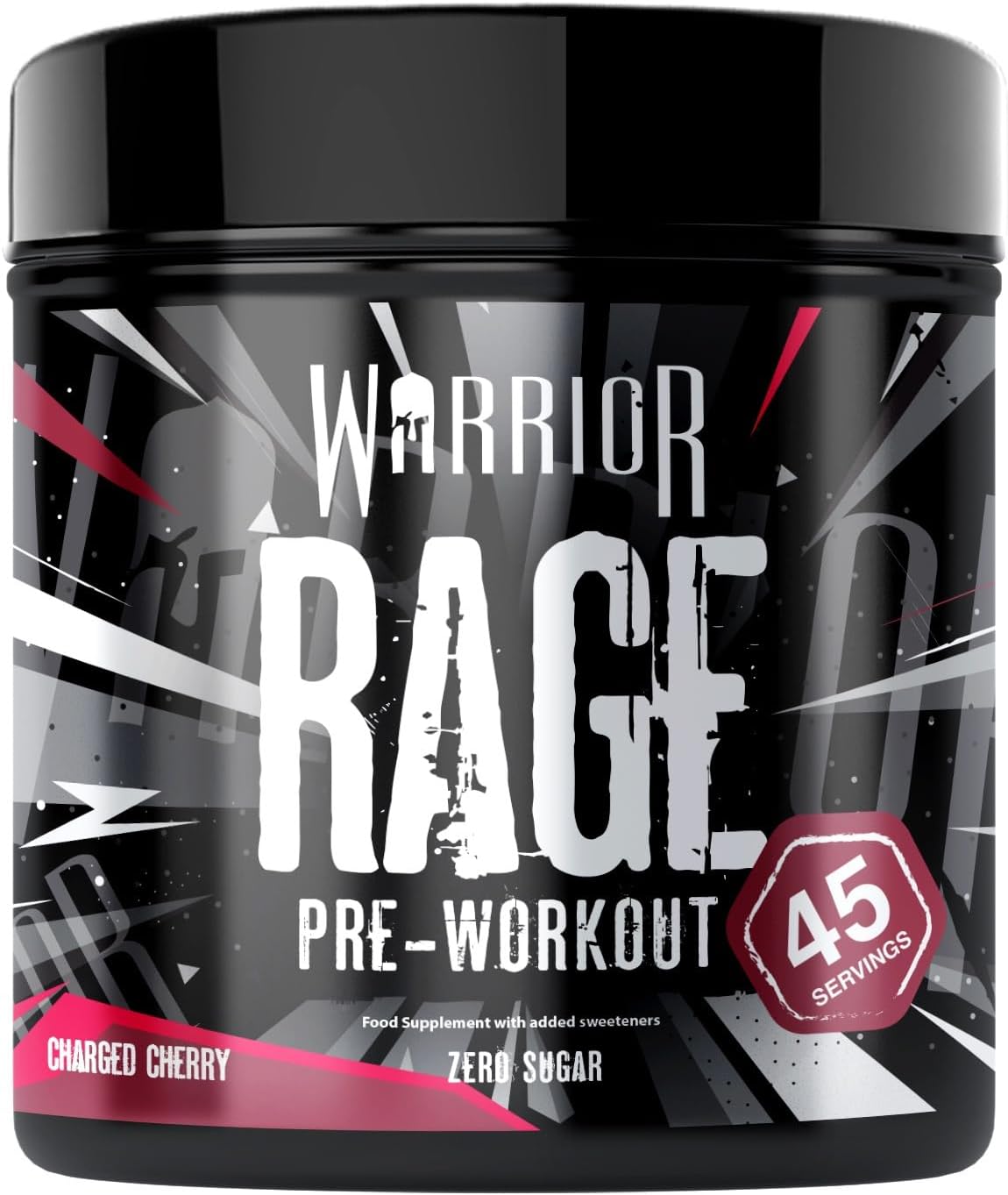 Warrior Rage - Pre-Workout Powder - 392g - Energy Drink Supplement with Vitamin C, Beta Alanine and Creatine Gluconate - 45 Servings (Charged Cherry)