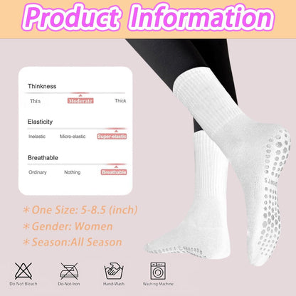 ZANZER Pilates Yoga Socks with Grips for Women,Non-Slip Yoga Crew Socks for Sport,Hospital,Ballet,Barre,Dance,Barefoot,Workout Anti-Skid Athletic Socks
