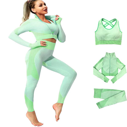 Veriliss Women's 3pcs Gym Tracksuit Sweatsuit Women's Activewear Sets 2024 Sport Yoga Fitness Clothing Ladies Workout Outfit Sportsuits for Running Jogging